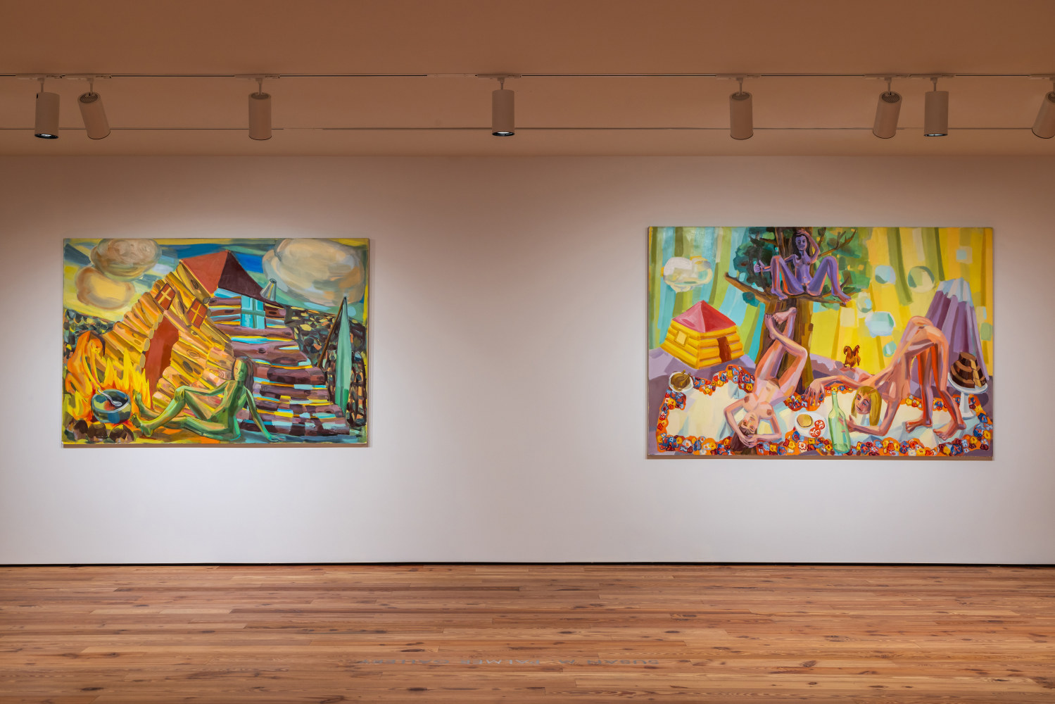 Installation view, Judith Linhares: The Artist as Curator, Sarasota Art Museum, Sarasota, FL, Photo by Ryan Gamma
