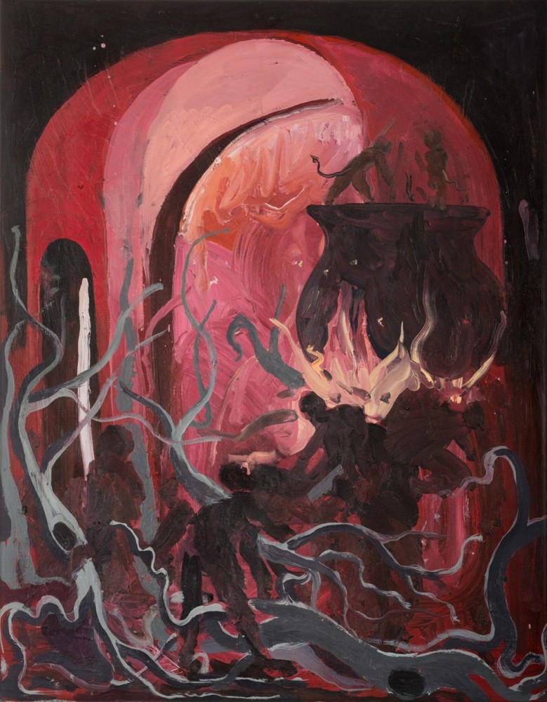 Hortensia Mi Kafchin
Hell Fueled by Thoughts, 2016
oil on canvas
29 7/8 x 23 5/8 ins.
76 &amp;times; 60 cm