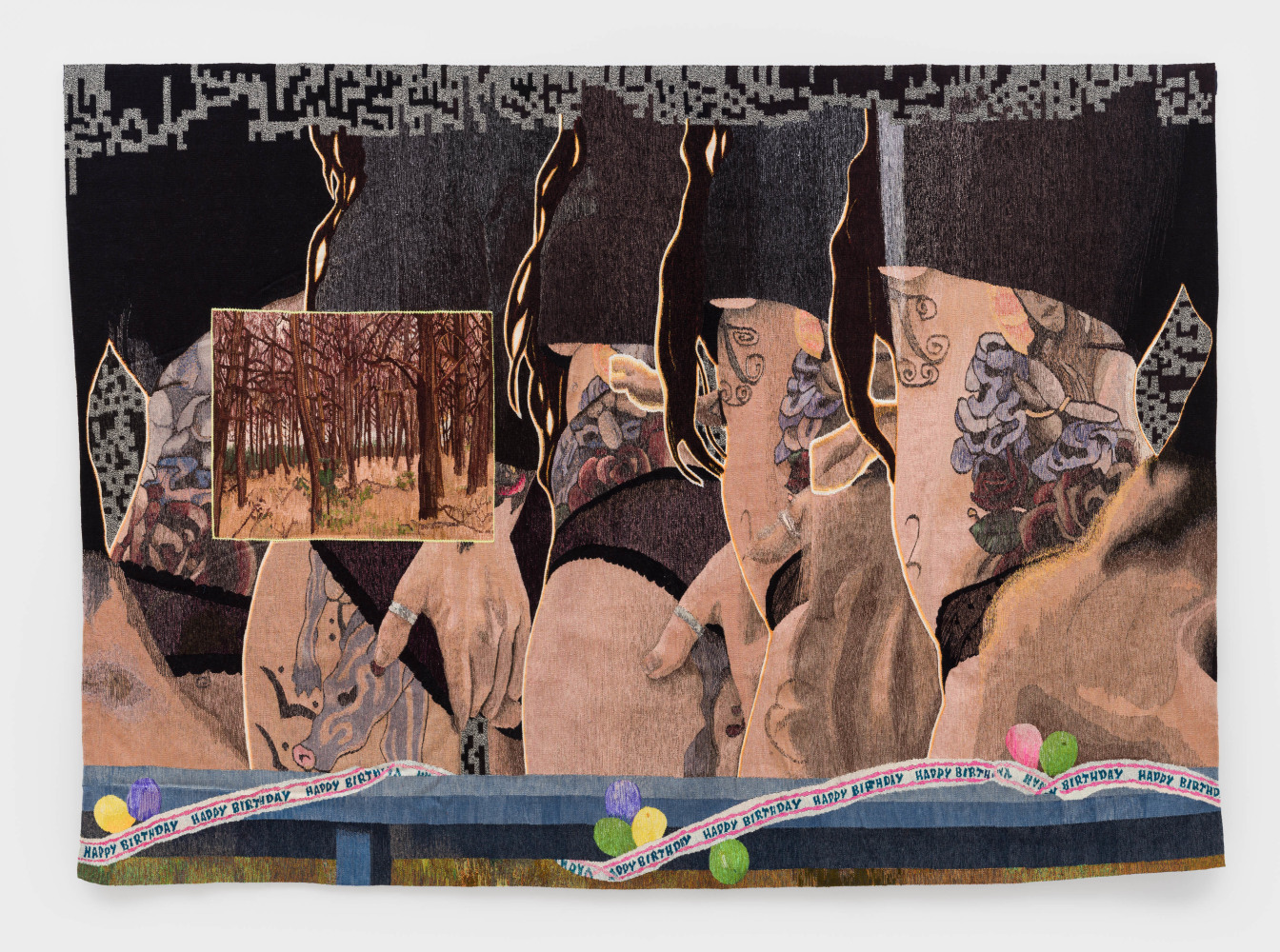 Erin M. Riley
Forest, 2025
wool, cotton
102 x 142 ins.
259.1 x 360.7 cm