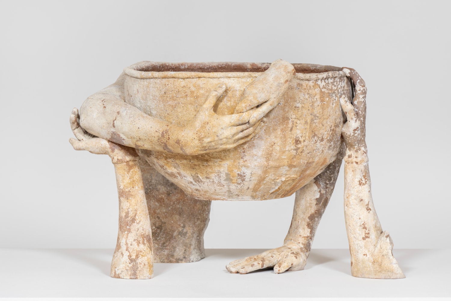 Clementine Keith-Roach
No one, 2024
terracotta vessel, plaster, wood, steel,&amp;nbsp;epoxy putty,&amp;nbsp;and acrylic paint
18 7/8 x 23 5/8 x 29 1/2 ins.
47.9 x 60 x 74.9 cm