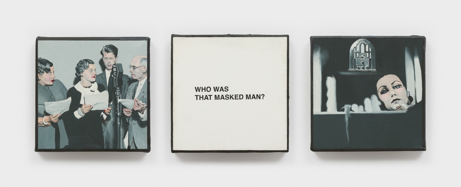Dotty Attie
The Golden Age of Radio (XIV), 2018
oil on linen, 3 panels
each: 6 x 6 ins. (15.2 x 15.2 cm)
overall: 6 x 20 ins. (15.2 x 50.8 cm)