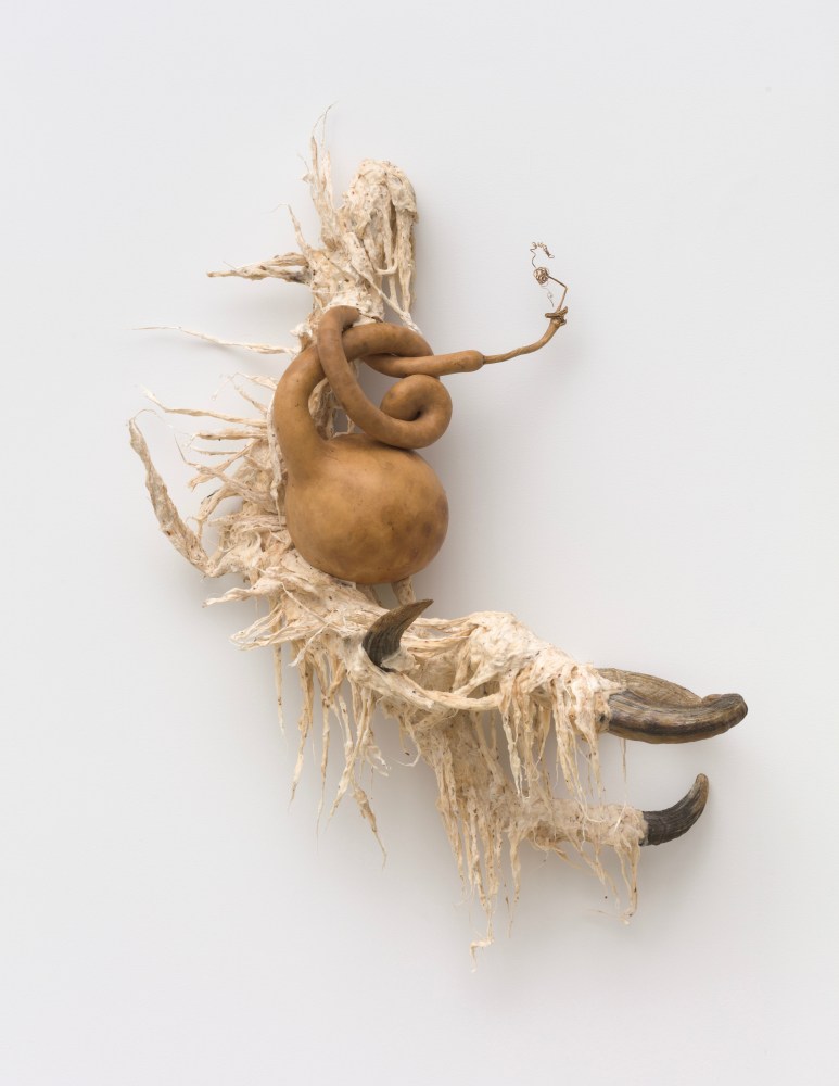 Guadalupe Maravilla
Ancestral Stomach 1, 2021
dried gourd with mixed media
28 x 16 x 6 ins.
71.1 x 40.6 x 15.2 cm