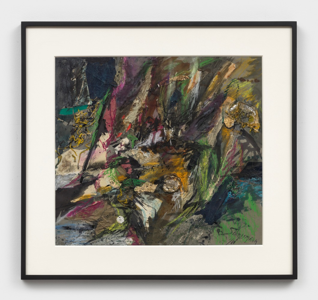 Carolee Schneemann
Snow Litter Chicago, 1961
pastel, foil and found objects on paper collage
27 x 29 ins.
68.6 x 73.7 cm