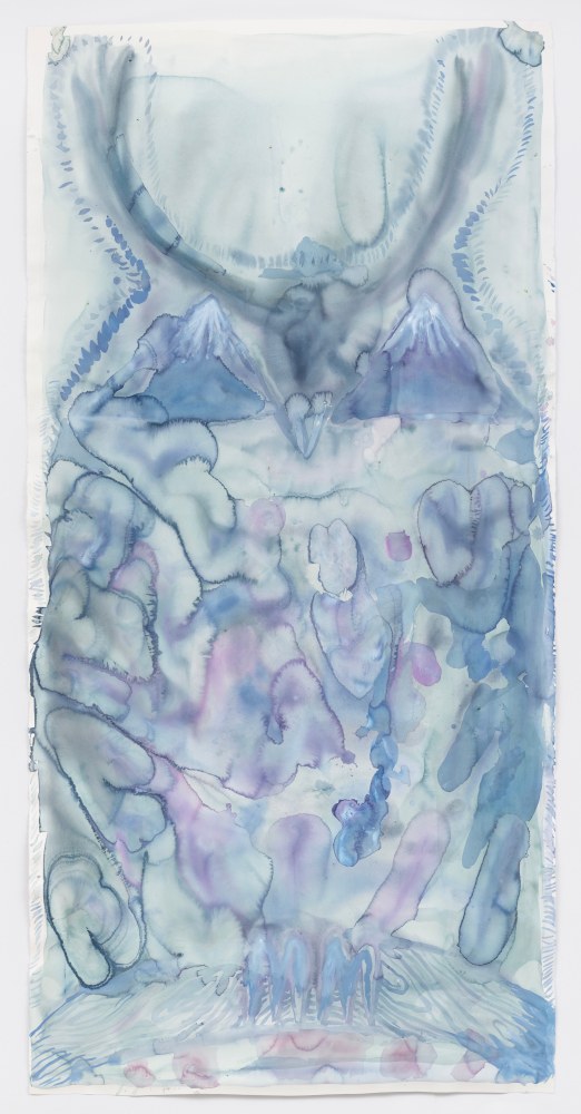 Allison Schulnik
Owl #8 (Purple Mountains), 2022
gouache on paper
90 x 44 1/2 ins.
228.6 x 113 cm