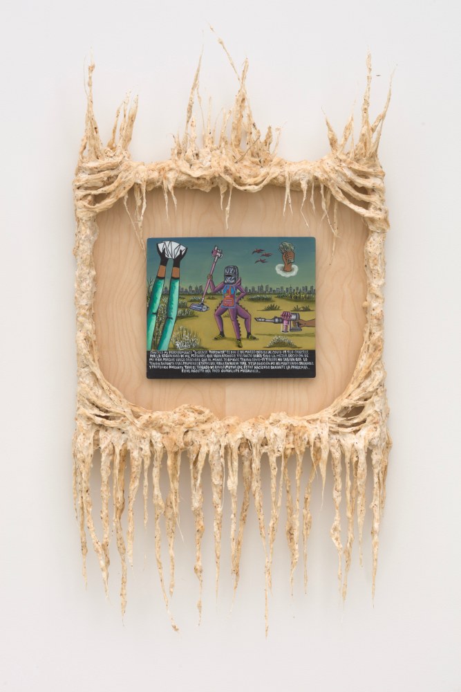 Guadalupe Maravilla
I canceled my performance Retablo, 2021
oil on tin, cotton, glue mixture, wood
43 x 21 1/4 x 4 1/4 ins.
109.2 x 54 x 10.8 cm