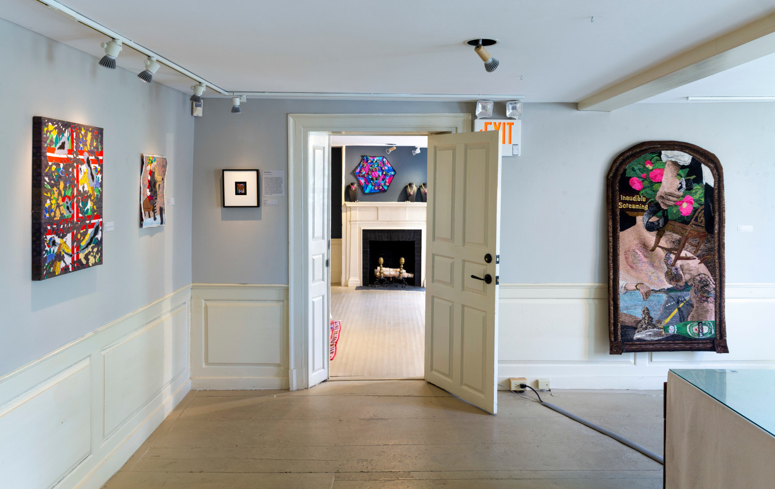 Liberation Textiles: Our Social Fabric (Installation View) Concord Center for the Visual Arts, Concord, MA, April 3 &amp;ndash; May 11, 2025. Photo: Kathy Tarantola