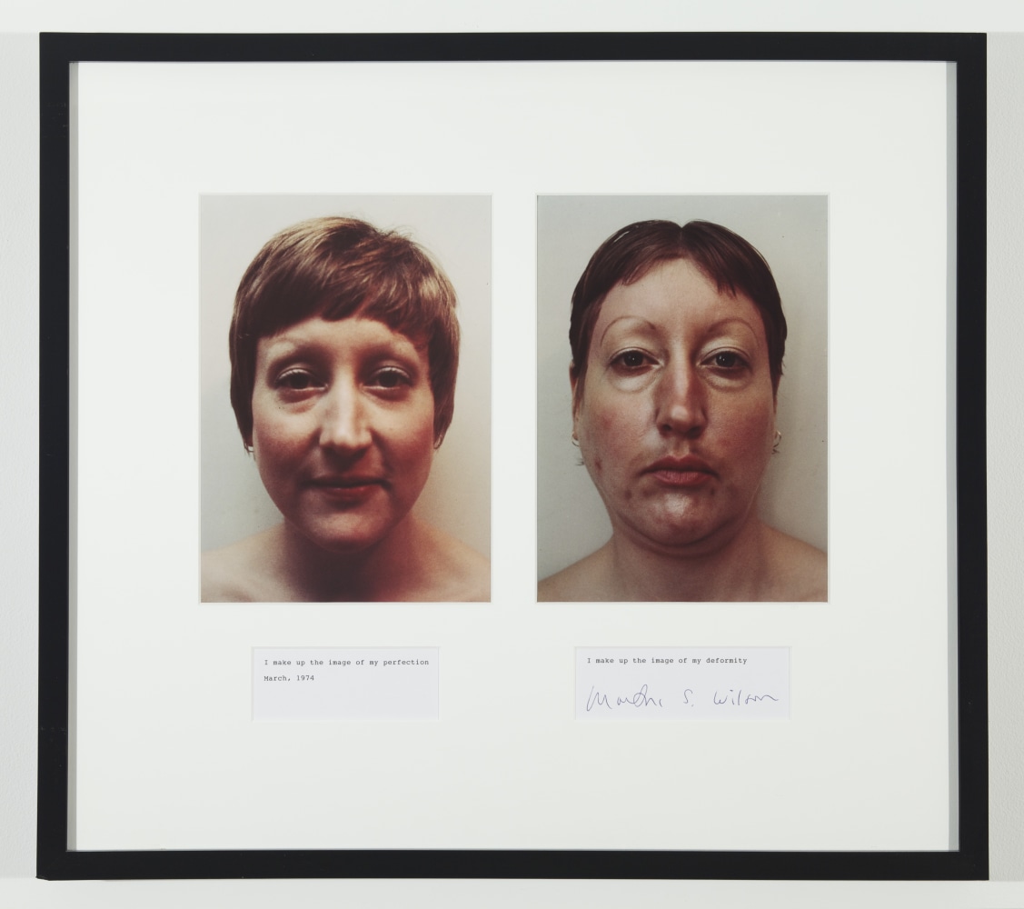 Martha Wilson

I Make Up the Image of My Perfection/I Make Up the Image of My Deformity, 1974/2008

color photographs, text

19 x 25 in.&amp;nbsp;

1/4