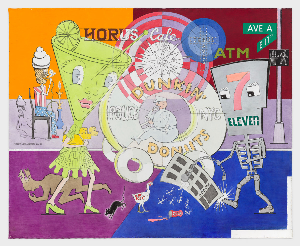 Anton van Dalen
Block Party on Avenue A, 2021
oil on unstretched canvas
96 x 120 ins.
243.8 x 304.8 cm