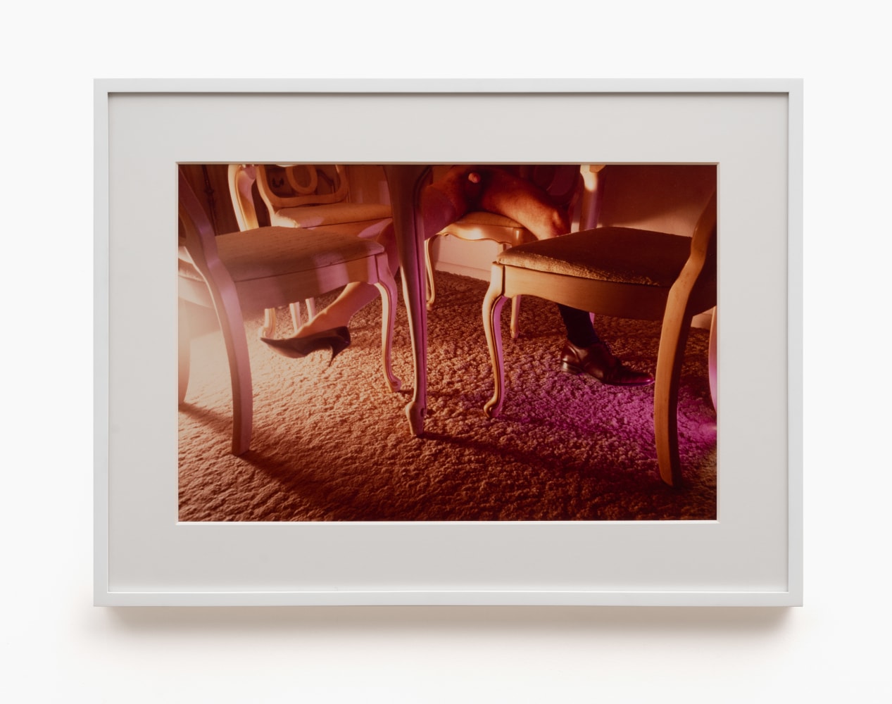 Jimmy DeSana
Shoes, 1979
vintage C-print
Image: 15 1/4 x 23 1/2 ins. (38.7 x 59.7 cm)
Framed: 22 3/4 x 30 1/2 ins. (57.8 x 77.5 cm)