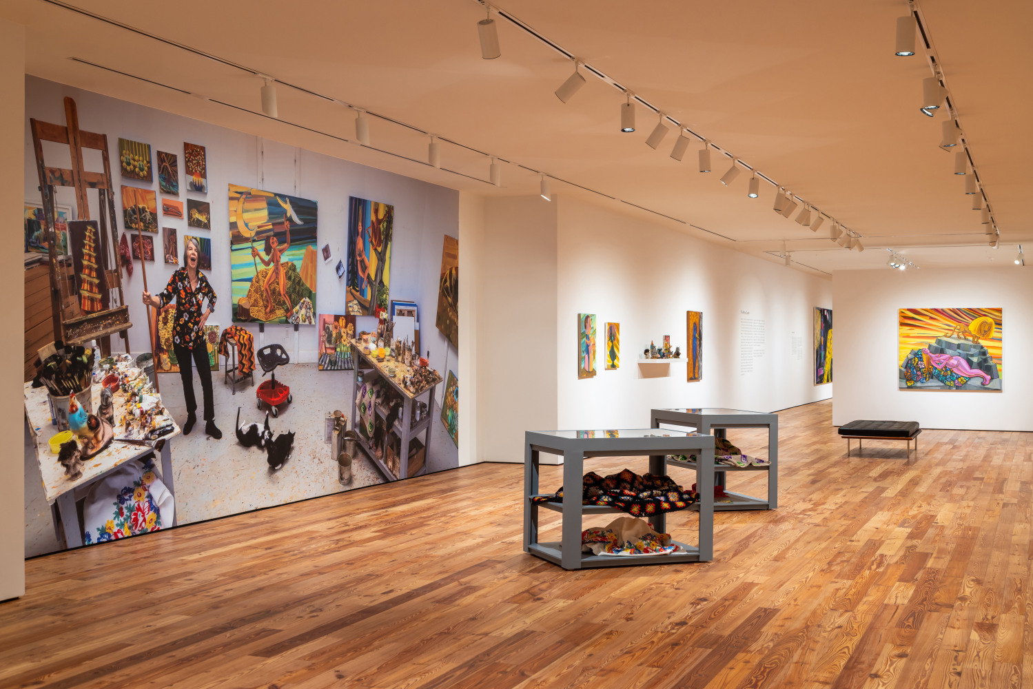 Installation view, Judith Linhares: The Artist as Curator, Sarasota Art Museum, Sarasota, FL, Photo by Ryan Gamma