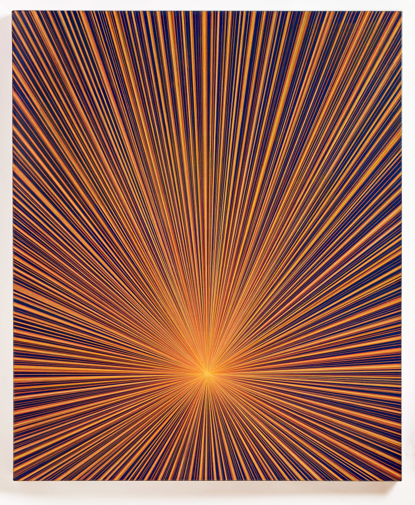 Karen Arm Untitled (Yellow-Orange Rays on Blue), 2024 acrylic on canvas 48 x 40 ins. 121.9 x 101.6 cm