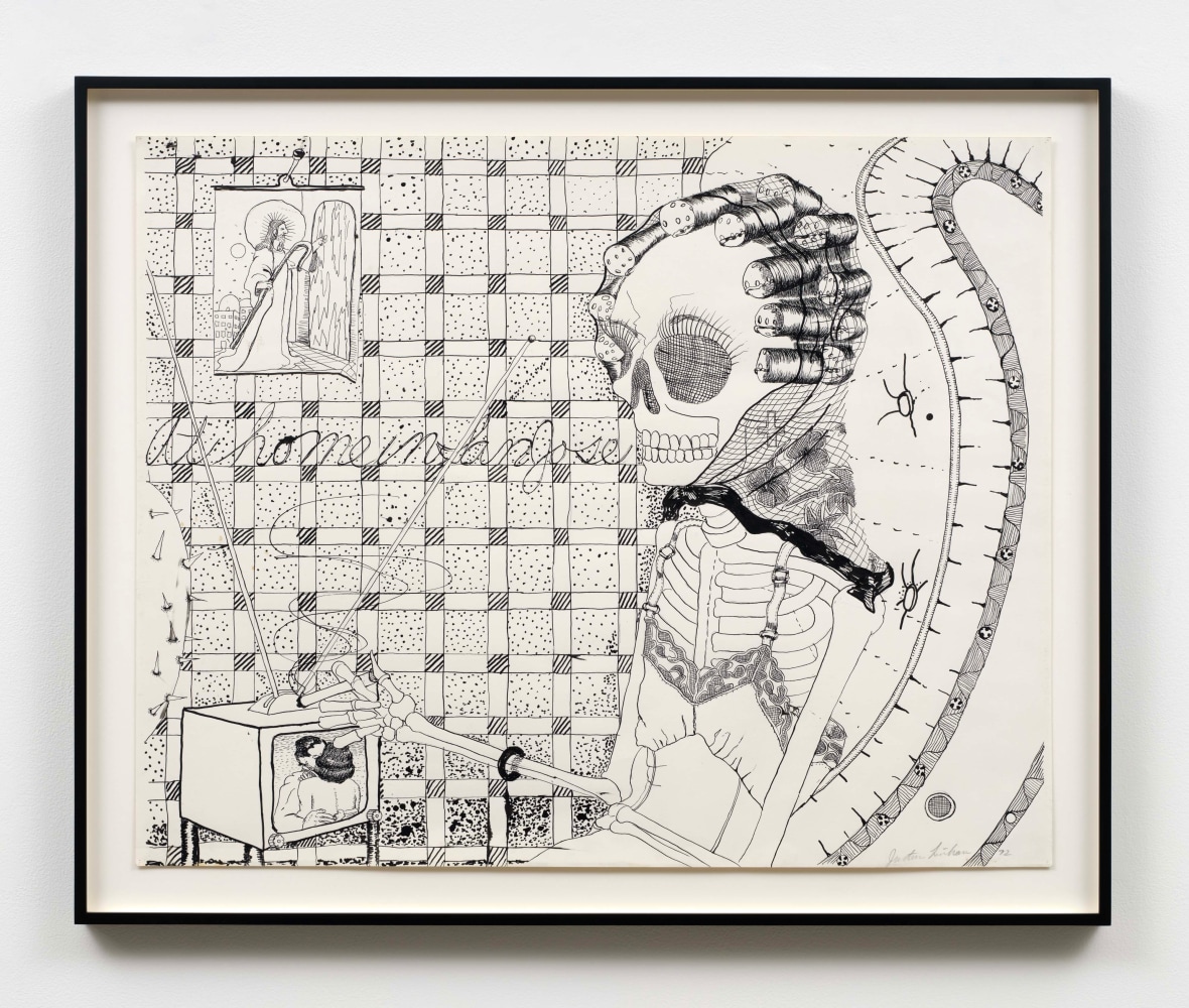 Judith Linhares
At Home in San Jose, 1972
signed and dated, recto
ink on paper
23 x 29 ins.
58.4 x 73.7 cm
Framed: 31 x 37 ins.
78.7 x 94 cm