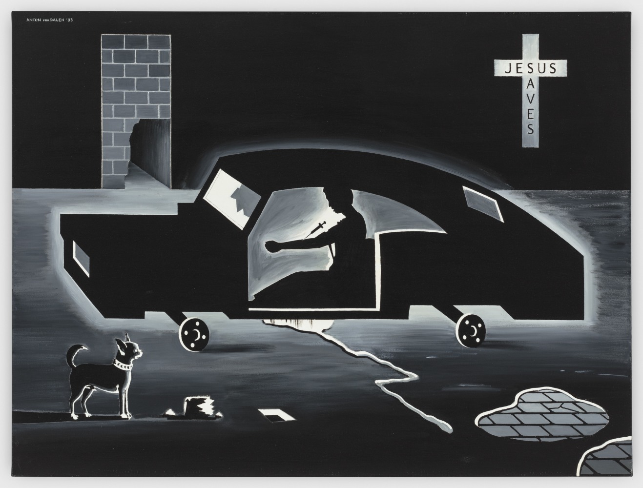 Anton van Dalen
Avenue B Tableau With Junkie, 1983
oil on canvas
48 x 64 ins.
121.9 x 162.6 cm