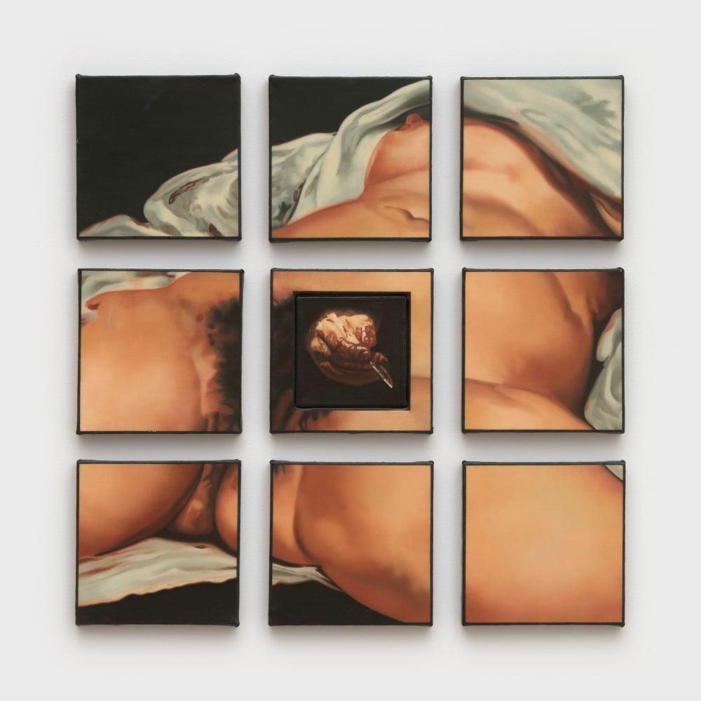 Dotty Attie
Disturbing Rumors, 1994
oil on linen, 9 panels
each: 6 x 6 ins. (15.2 x 15.2 cm)
overall: 20 x 20 ins. (50.8 x 50.8 cm)