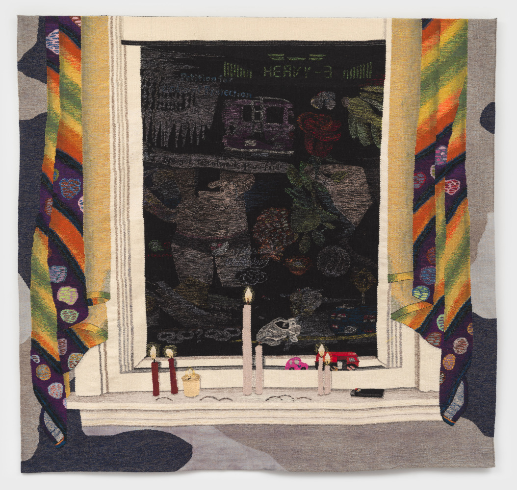 Erin M. Riley
Resentments, 2023
wool, cotton
92 x 98 ins.
233.7 x 248.9 cm