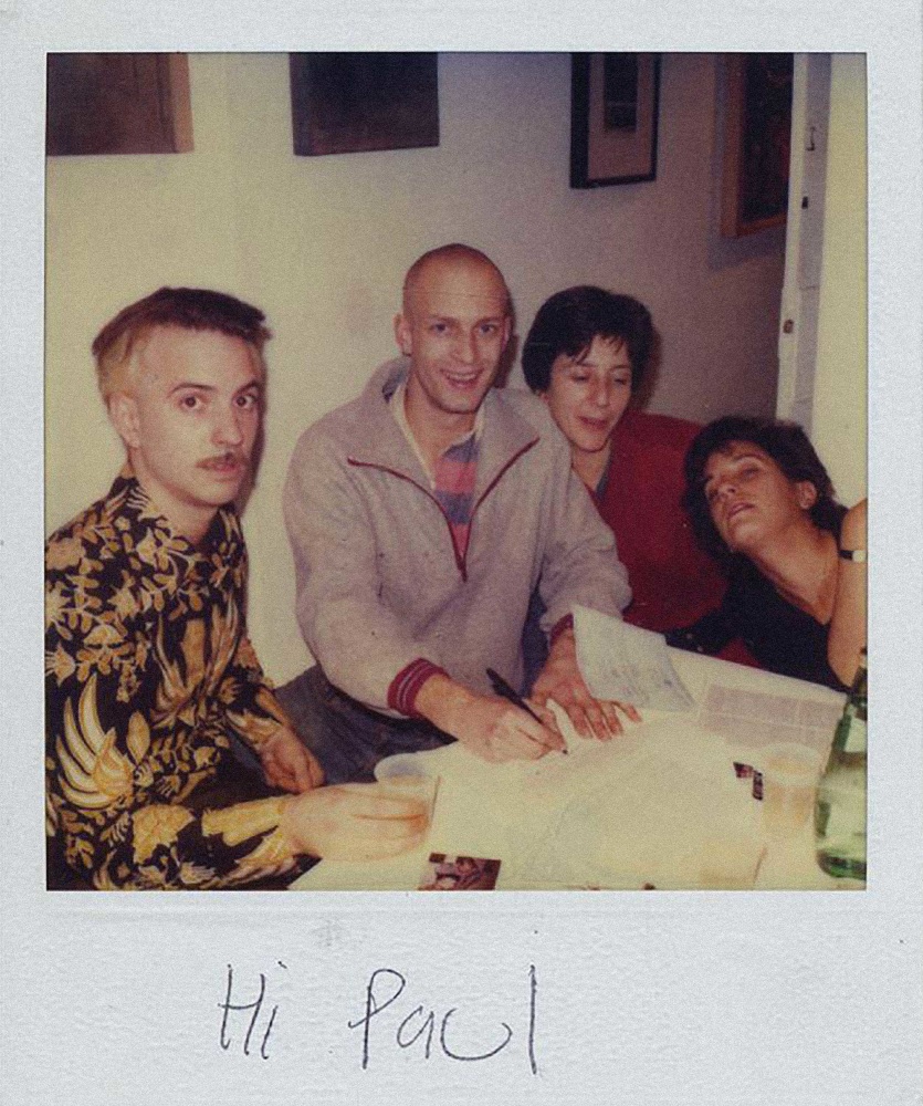 Polaroid with Cornelius Conboy, Dennis Gattra, Penny Pilkington, Wendy Olsoff, signing lease for 8BC, 337 East 8th Street, 1986
