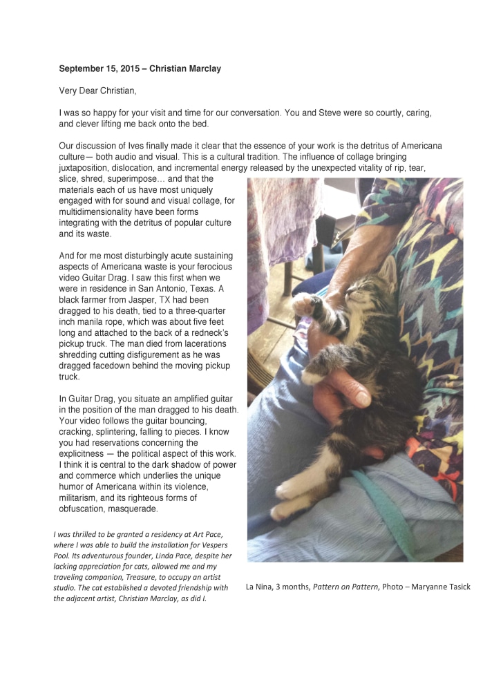 Carolee Schneemann, La Niña, 3 months, Pattern on Pattern, photo – Maryanne Tasick