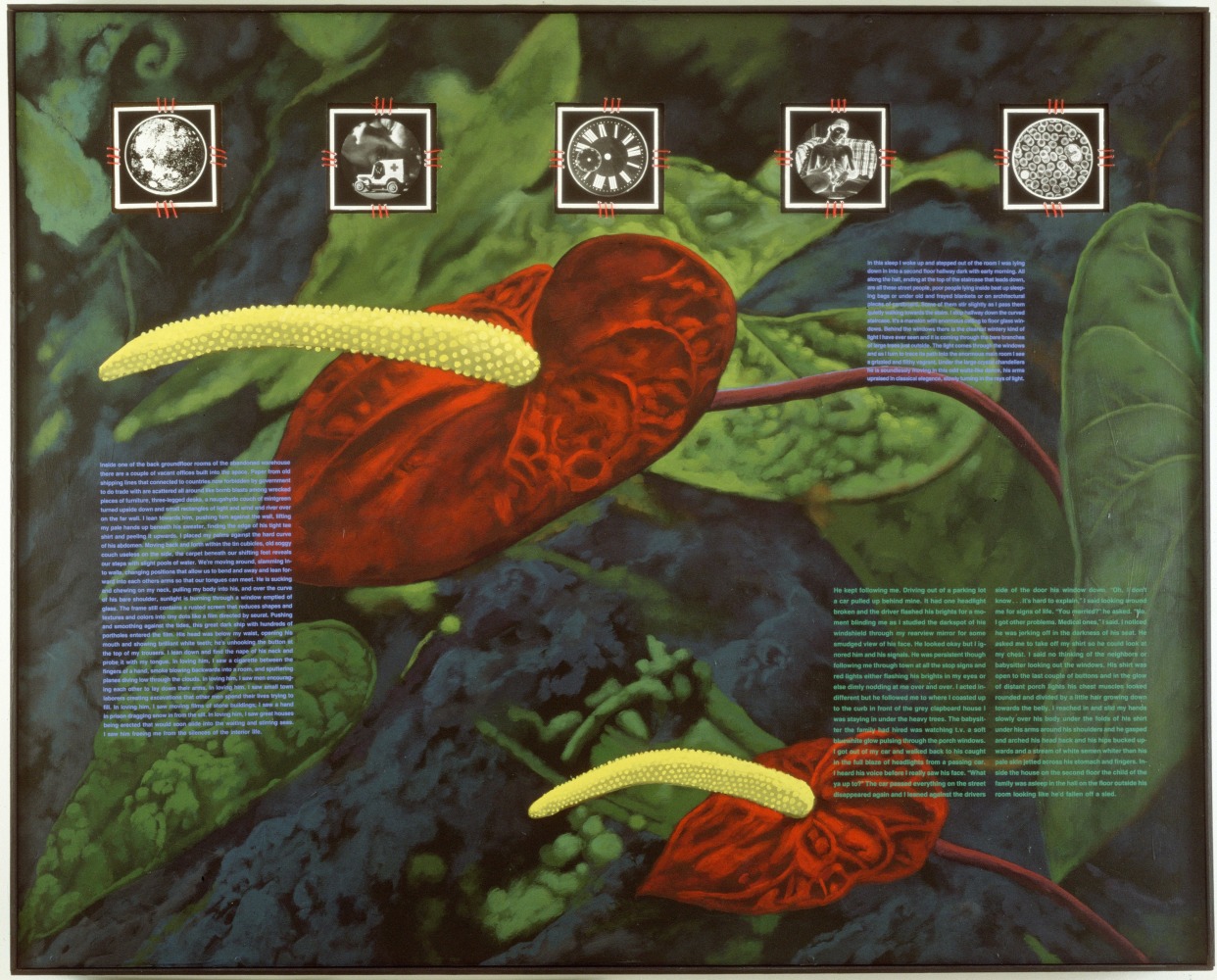 David Wojnarowicz

He Kept Following Me, 1990

five black-and-white photographs, acrylic, string, and screenprint on masonite

48 x 60 ins.&amp;nbsp;

121.9 x 152.4 cm