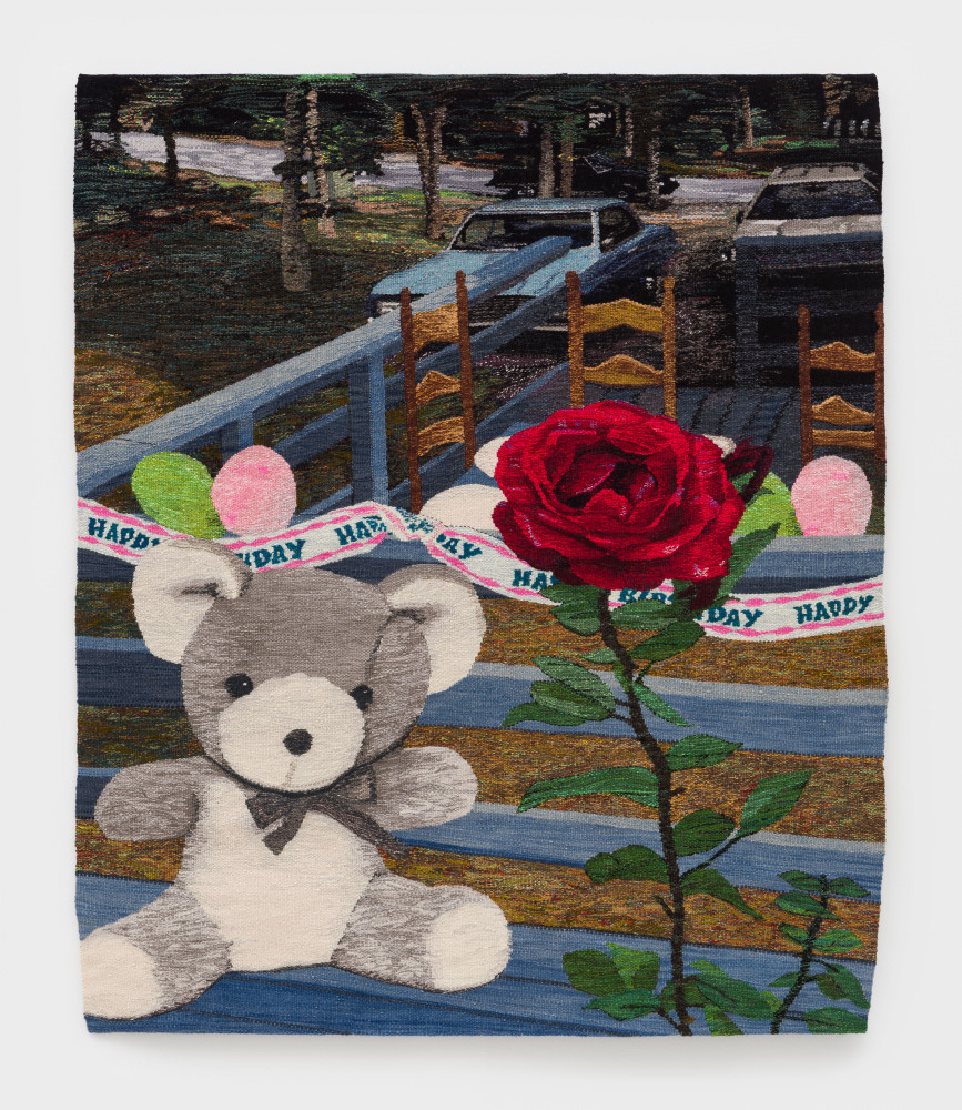 Erin M. Riley
Teddy and Rose, 2025
wool, cotton
57 1/2 x 48 ins.
146.1 x 121.9 cm
