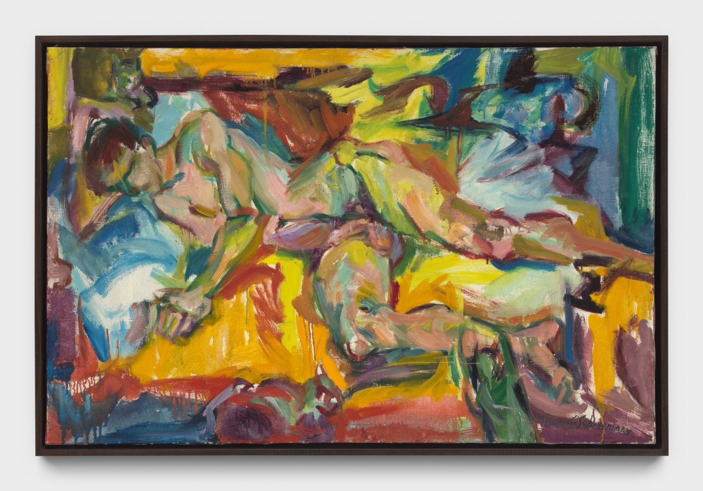 Carolee Schneemann
Personae: JT and Three Kitch&amp;#39;s,&amp;nbsp;1957
oil on canvas
31 x 48 ins.
78.7 x 121.9 cm