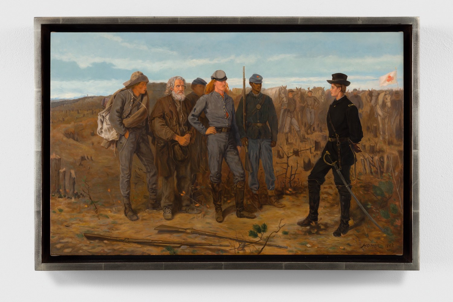 Hilary Harkness
Prisoners from the Front (1866), commissioned by Arabella Freeman, 2019
oil on panel
12 x 19 ins.
30.5 x 48.3 cm