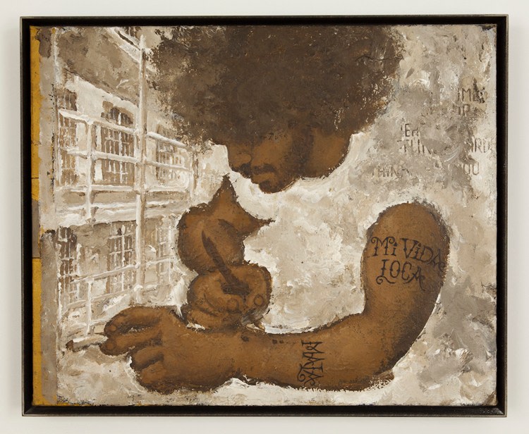 Martin Wong, Portrait of Mickey Pinero Tattooing, circa 1988