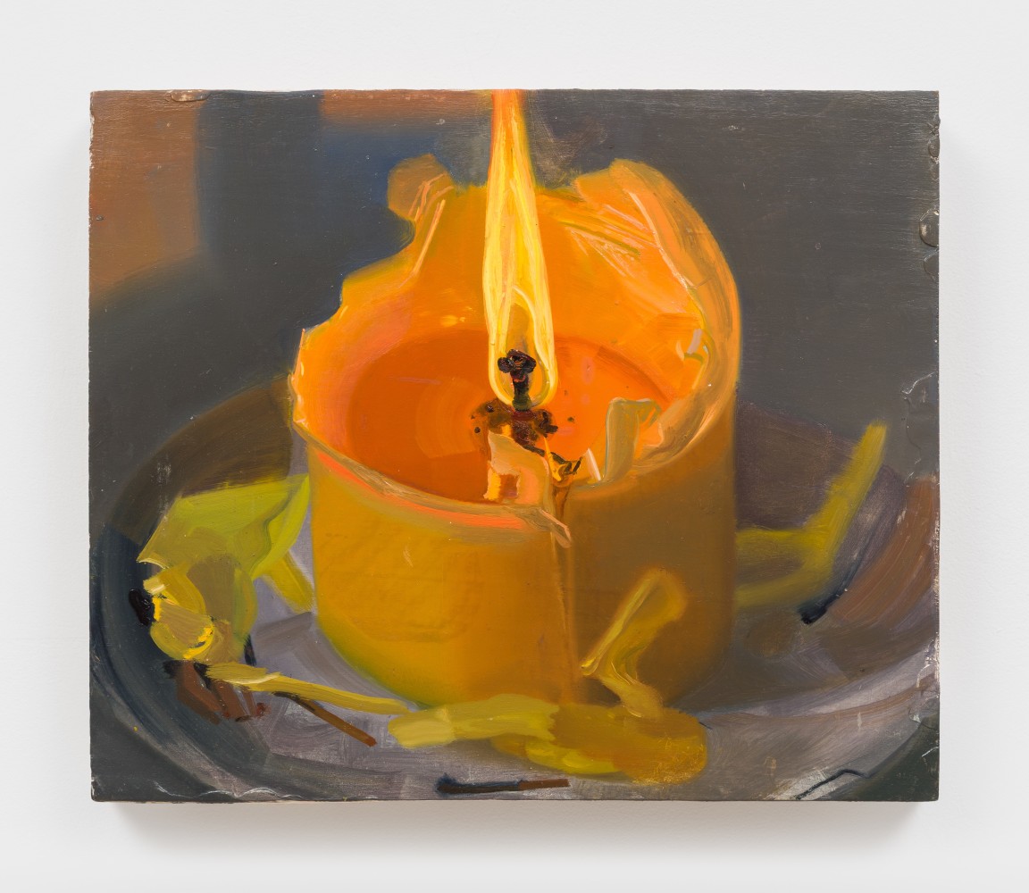 Phoebe Helander
Candle Burning IX, 2025
oil on wood
12 3/4 x 15 x 1 3/4 ins.
32.4 x 38.1 x 4.4 cm