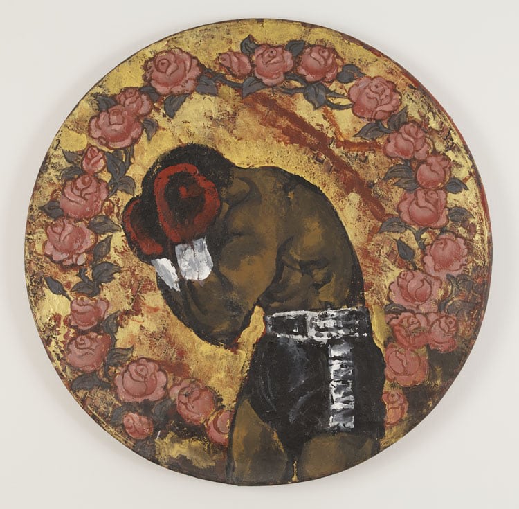 Martin Wong, Untitled (portrait of boxer with roses), c. 1984