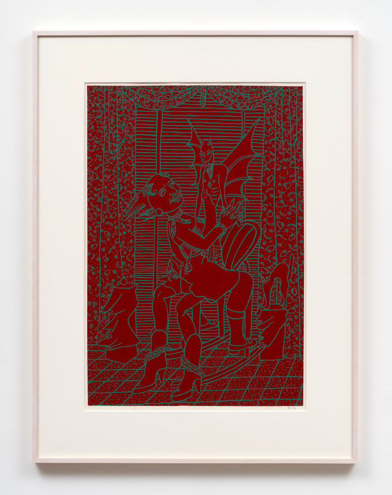 Judith Linhares
Going Down with the Devil, 1976
signed and dated, verso
gouache on paper
40 x 30 ins.
101.6 x 76.2 cm