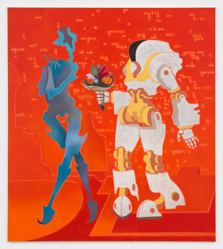 Hortensia Mi Kafchin
Flowers from Earth / First Contact, 2024-25
oil on canvas, silver and gold powder
70 3/4 x 63 ins.
179.7 x 160 cm