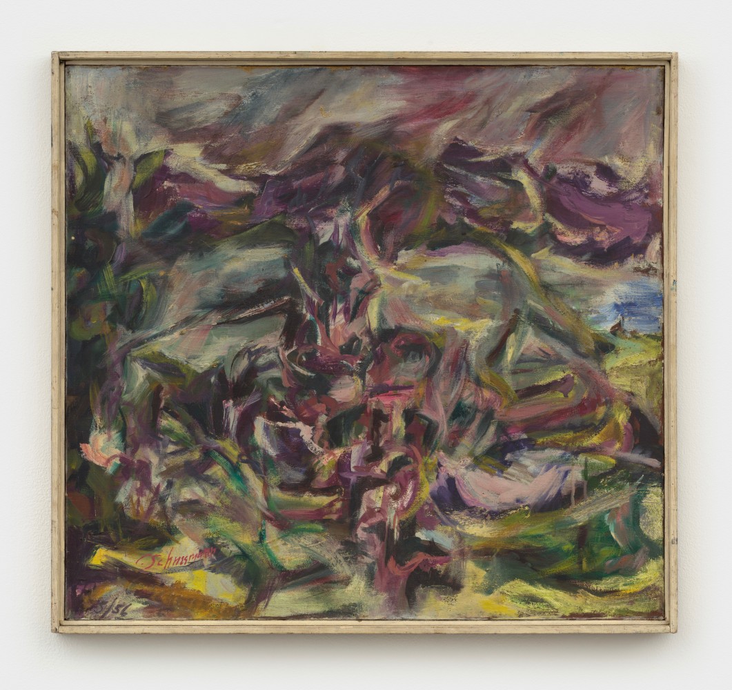 Carolee Schneemann
Secret Garden, 1956
oil on canvas
25 x 23 1/4 x 1 3/8 ins.
63.5 x 59.1 x 3.5 cm