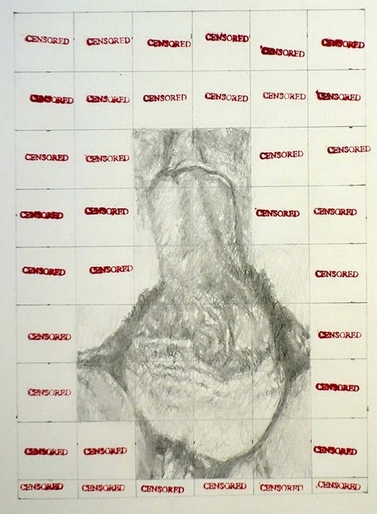 Betty Tompkins, Censored Grid #16, 2017