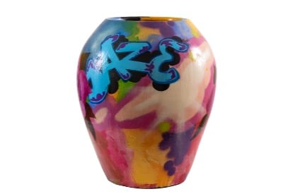 Christopher &amp;quot;Daze&amp;quot; Ellis
Untitled, 2022
acrylic and spray paint on terracotta
19 3/4 x 16 1/2 x 16 1/2 ins.
50 x 42 x 42 cm