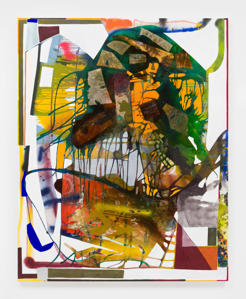 Erika Ranee
How Do You Turn Me Off?, 2025
acrylic, shellac, spray paint, oil stick and collage on canvas
60 1/4 x 48 ins.
153 x 121.9 cm