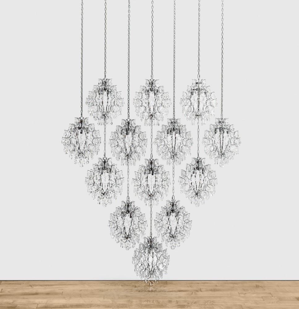 Kayode Ojo
Comfort, 2023
New Orleans 4-Light Clear Unique/Statement Geometric Chandelier with Crystal Accents
86 5/8 x 78 3/4 x 15 3/4 ins.
220 x 200 x 40 cm