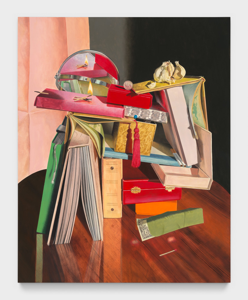 Kyle Dunn
Still Life with Garlic and Money, 2024
acrylic on wood panel
30 x 24 ins.
76.2 x 61 cm
&amp;nbsp;
