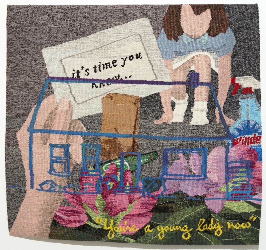 Erin M. Riley
It&amp;#39;s Time (II), 2022
wool, cotton
36 2/3 x 40 1/2 ins.
93.3 x 102.9 cm