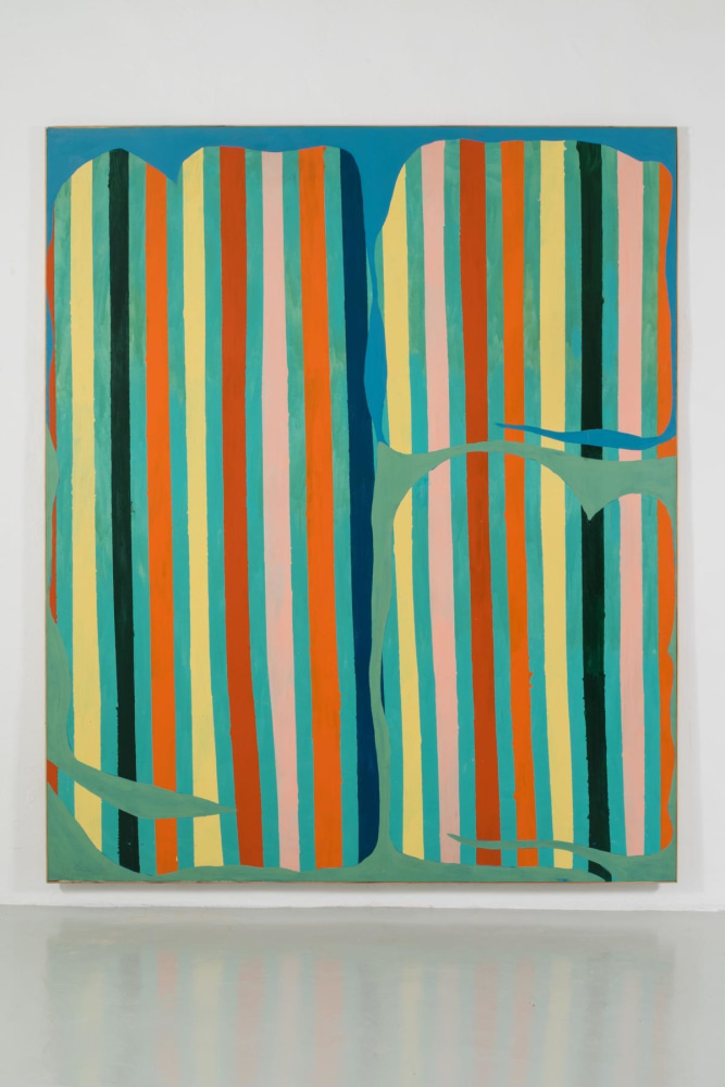 Photo-souvenir:&amp;nbsp;Enamel paint on cotton canvas,&amp;nbsp;June 1965, Enamel paint on cotton canvas (bed sheet), 89 1&amp;frasl;2 &amp;times; 75 1&amp;frasl;2 in / 227 &amp;times; 191.7 cm.
Courtesy of the artist and Bortolami, New York