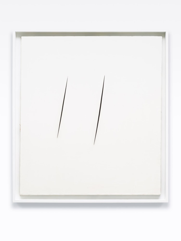 Lucio Fontana,&amp;nbsp;Concetto Spaziale, Attese,&amp;nbsp;1959, Waterpaint on canvas, 35.5 x 31.5 in. (90 x 80 cm.)&amp;nbsp;&amp;copy; 2017 Artists Rights Society (ARS), New York / SIAE, Rome