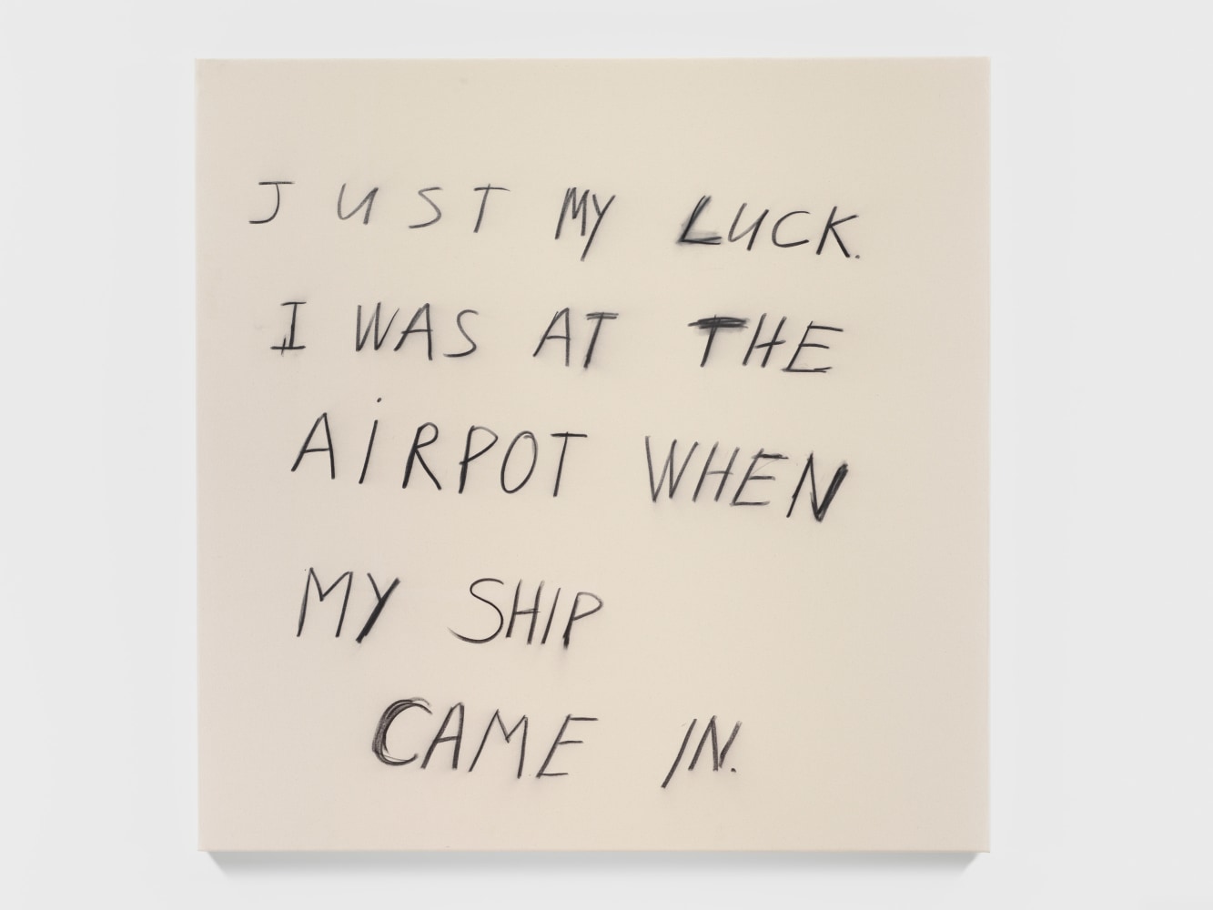 Just My Luck, 2021
Charcoal on raw canvas
66 x 66 inches (168 x 168 cm)

&amp;copy; Richard Prince