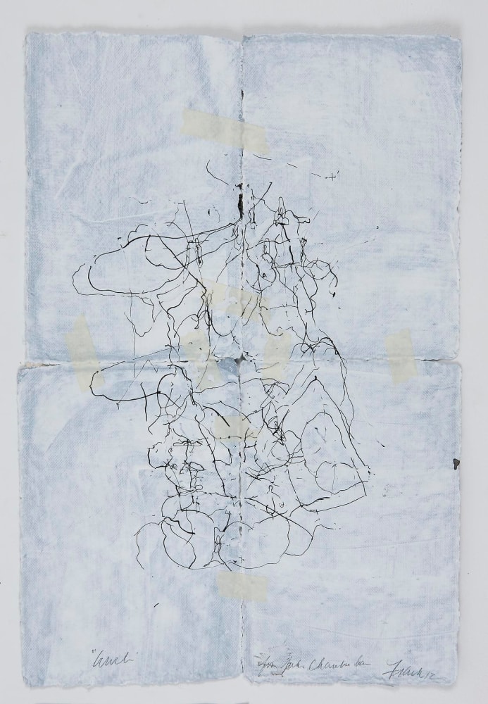 JAN FRANK
Crush,&amp;nbsp;2011
Dutch Linen Paper / sized / pen &amp;amp; ink, masking tape
24 x 16 inches / 61 x 40.6 cm