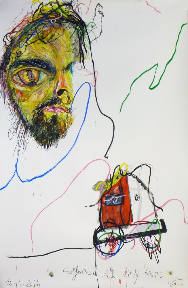 GUILLAUME BRUÈRE Selfportrait with dirty hairs, 16.11.2013