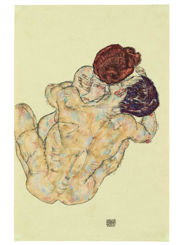 EGON SCHIELE
Mann und Frau (Umarmung) (Man and Woman [Embrace]),&amp;nbsp;1917
Gouache and black crayon on paper
17.8 x 11.6 inches / 45.2 x 29.5 cm
