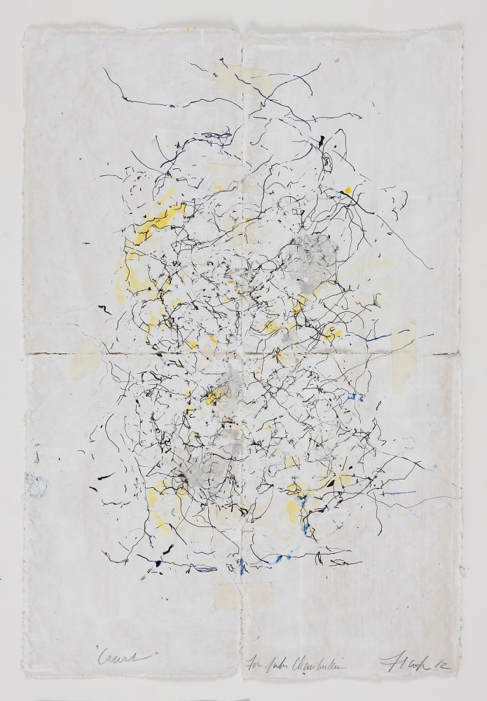 JAN FRANK
Crush,&amp;nbsp;2011
Dutch Linen Paper / sized / pen &amp;amp; ink, masking tape
24 x 16.5 inches / 61 x 41.9 cm