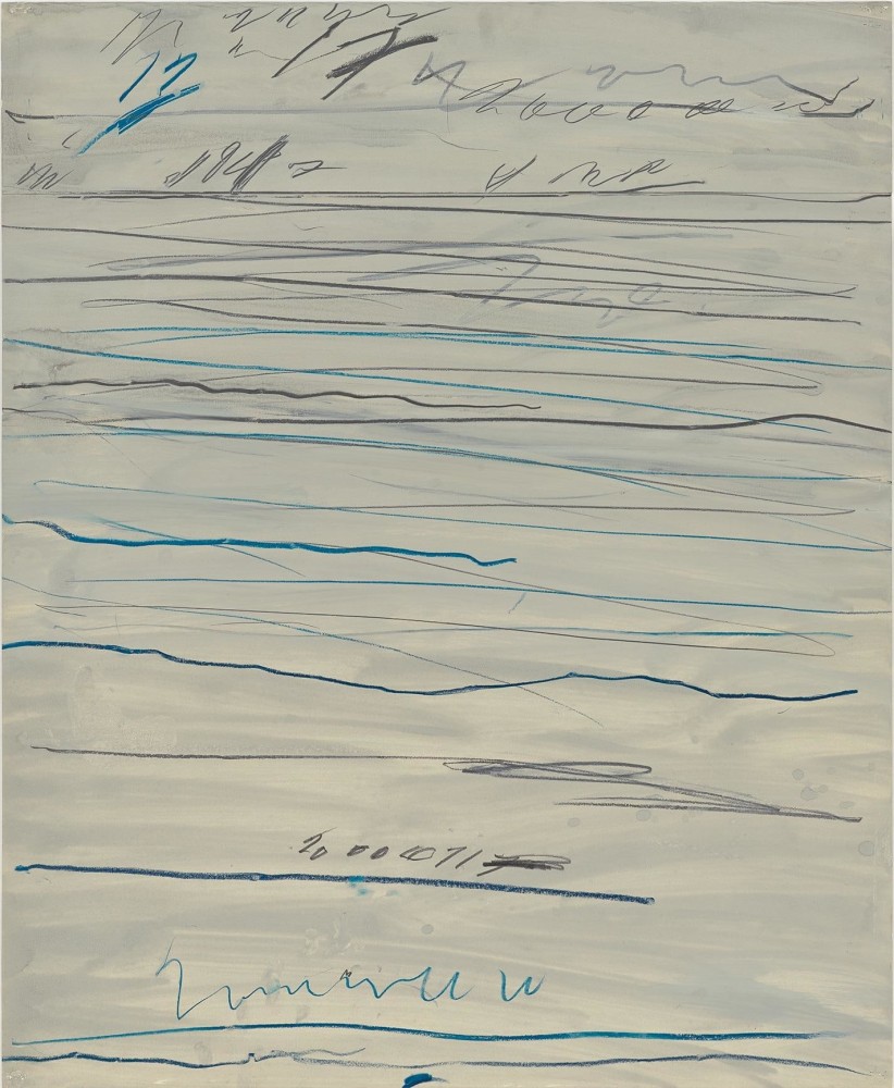 CY TWOMBLY
Untitled,&amp;nbsp;1971
Oil-base housepaint, graphite and colored wax crayon on paper
33.5 x 27.5 inches / 85.1 x 69.9 cm