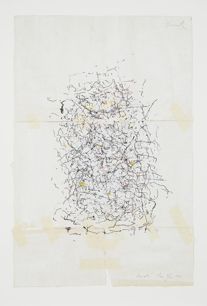 JAN FRANK
Crush,&amp;nbsp;2011
Dutch Linen Paper / sized / pen &amp;amp; ink, masking tape
26.8 x 16.8 inches / 68.1 x 42.7 cm