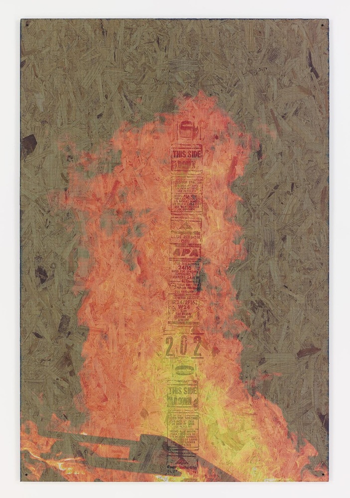 PETER SUTHERLAND
Bonfire 3,&amp;nbsp;2014
Inkjet on perforated vinyl adhered to OSB
72 x 48 inches / 182.8 x 121.9 cm