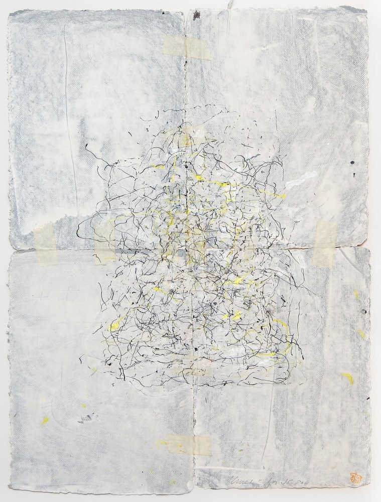 JAN FRANK
Crush,&amp;nbsp;2011
Dutch Linen Paper / sized / pen &amp;amp; ink, masking tape
24 x 16.5 inches / 61 x 41.9 cm