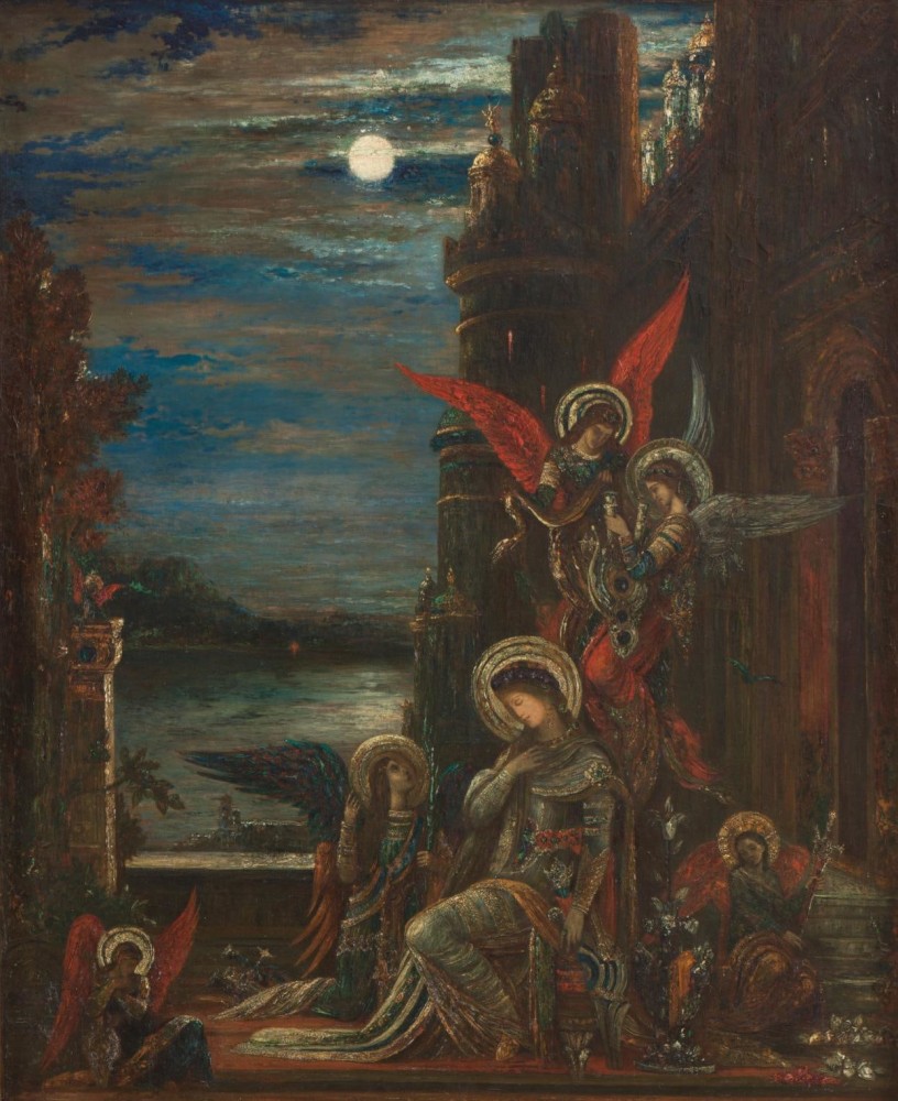 Gustave Moreau
Sainte C&amp;eacute;cile (Les anges lui annoncent son prochain martyre), c. 1897
Oil on canvas
29 x 23.75 inches / 73 x 60 cm