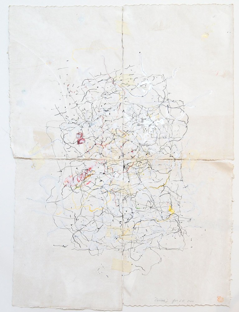 JAN FRANK
Crush,&amp;nbsp;2011
Dutch Linen Paper / sized / pen &amp;amp; ink, masking tape
25.8 x 17.8 inches / 65.5 x 45.2 cm